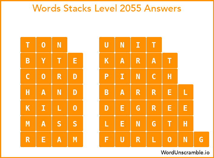 Word Stacks Level 2055 Answers