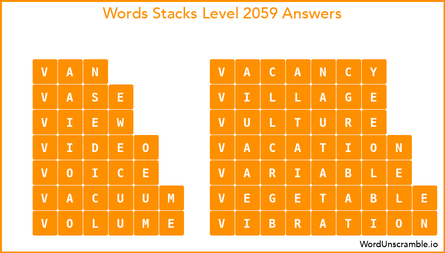 Word Stacks Level 2059 Answers