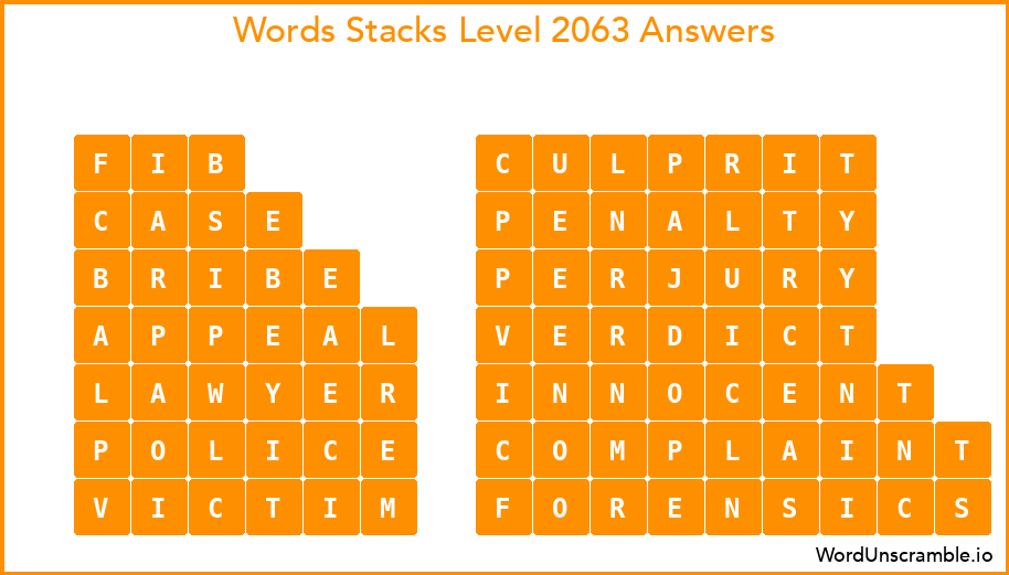 Word Stacks Level 2063 Answers