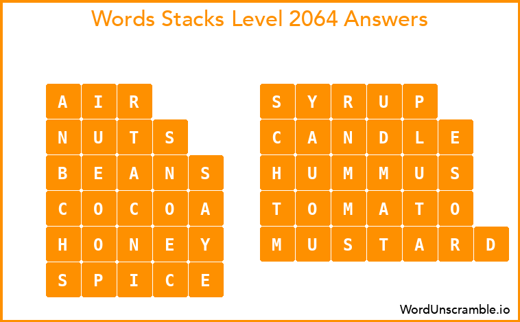 Word Stacks Level 2064 Answers