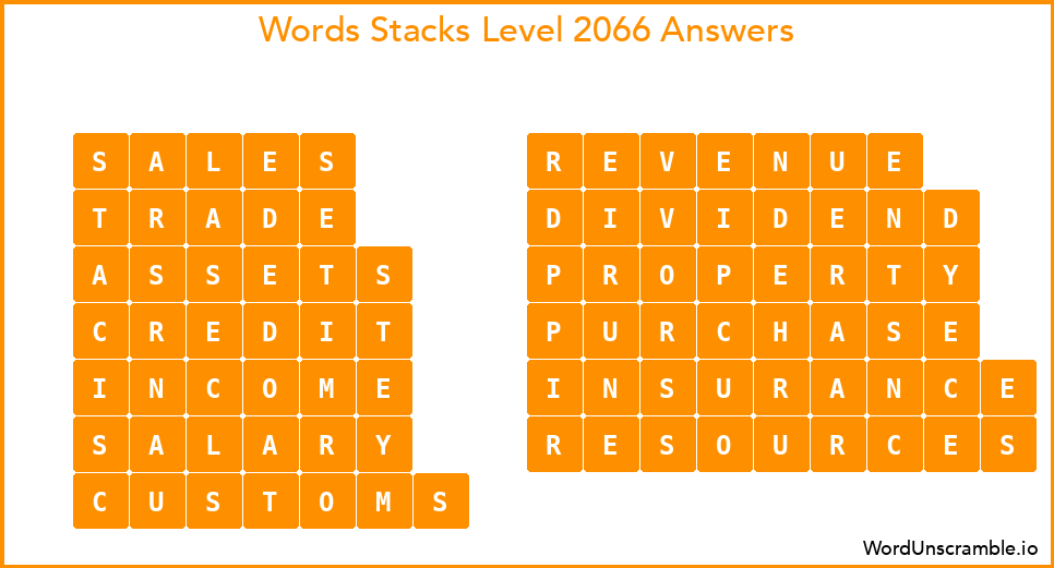 Word Stacks Level 2066 Answers