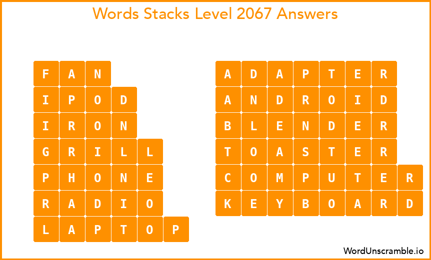 Word Stacks Level 2067 Answers