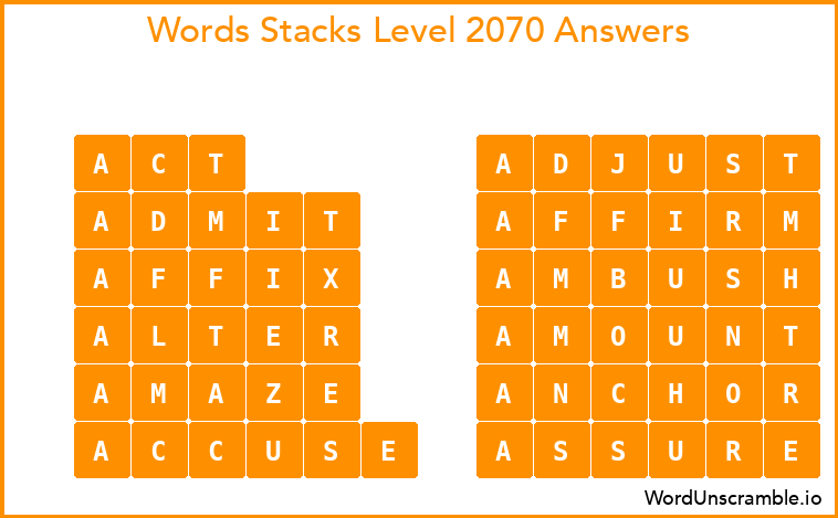 Word Stacks Level 2070 Answers