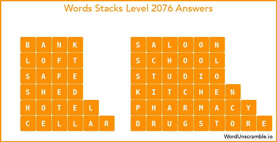 Word Stacks Level 2076 Answers