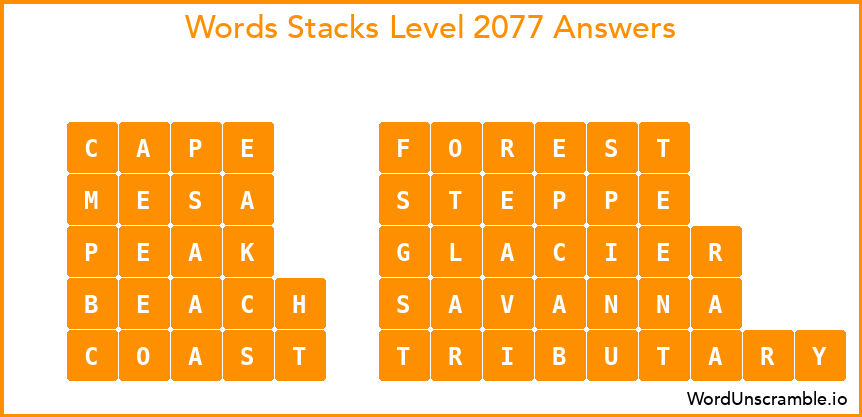 Word Stacks Level 2077 Answers