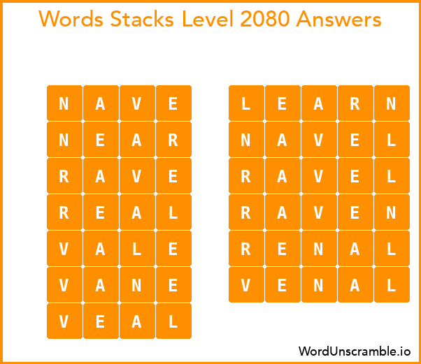 Word Stacks Level 2080 Answers