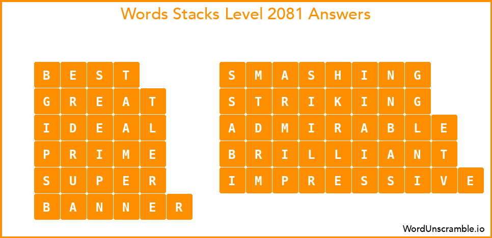 Word Stacks Level 2081 Answers