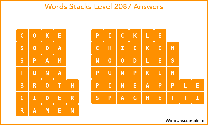 Word Stacks Level 2087 Answers