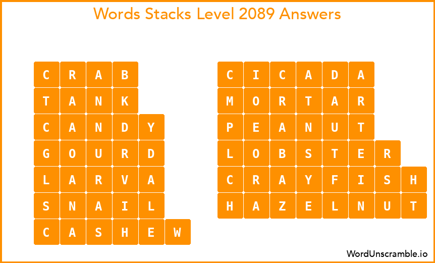 Word Stacks Level 2089 Answers