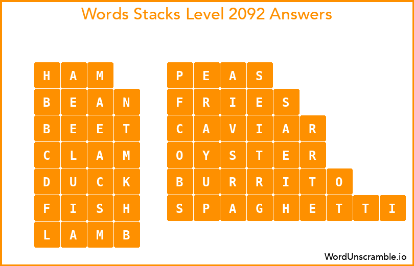 Word Stacks Level 2092 Answers