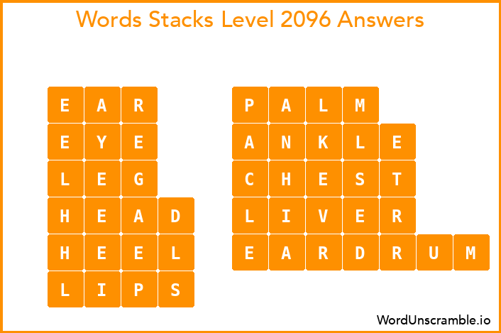Word Stacks Level 2096 Answers