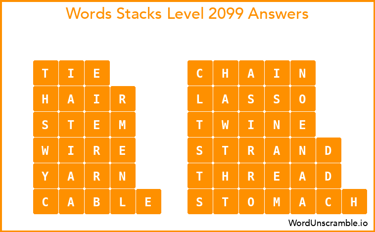 Word Stacks Level 2099 Answers