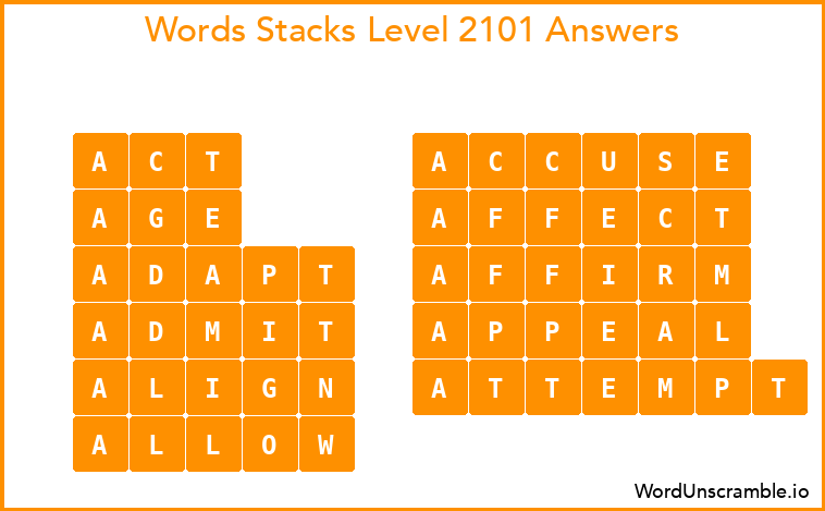 Word Stacks Level 2101 Answers