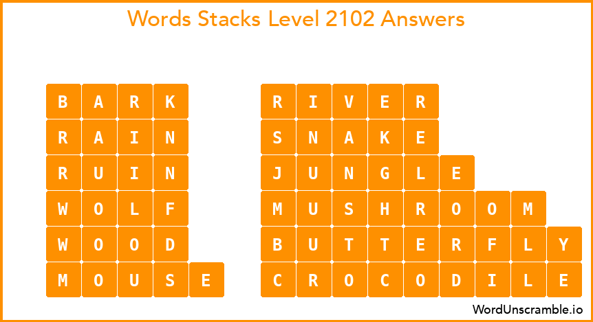 Word Stacks Level 2102 Answers