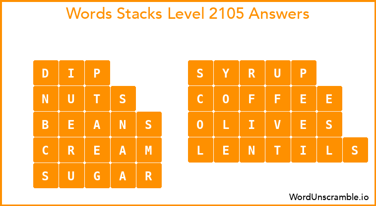 Word Stacks Level 2105 Answers