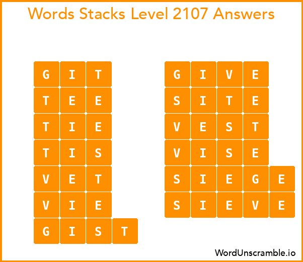 Word Stacks Level 2107 Answers