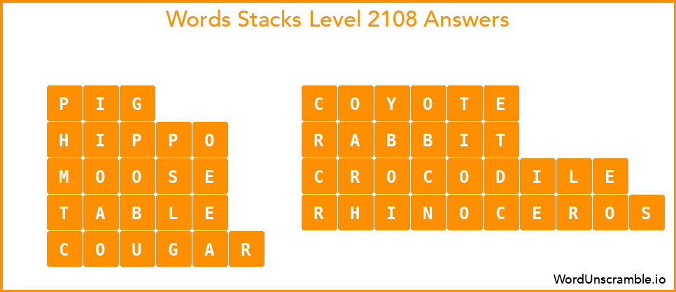 Word Stacks Level 2108 Answers