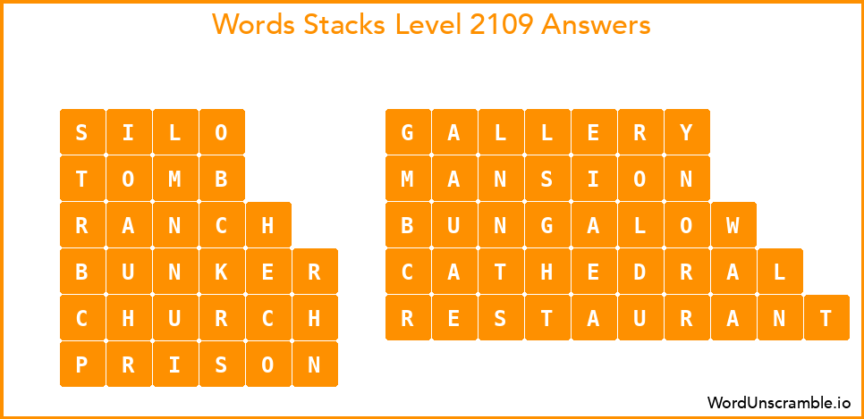 Word Stacks Level 2109 Answers