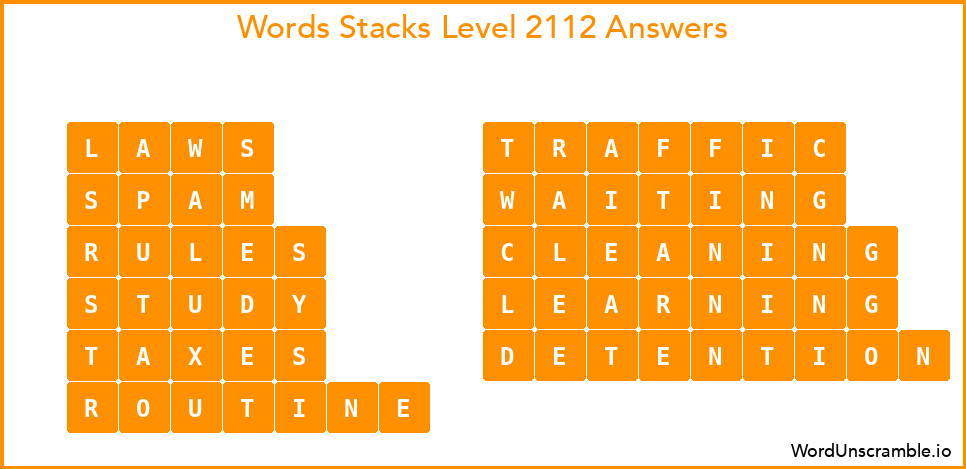 Word Stacks Level 2112 Answers