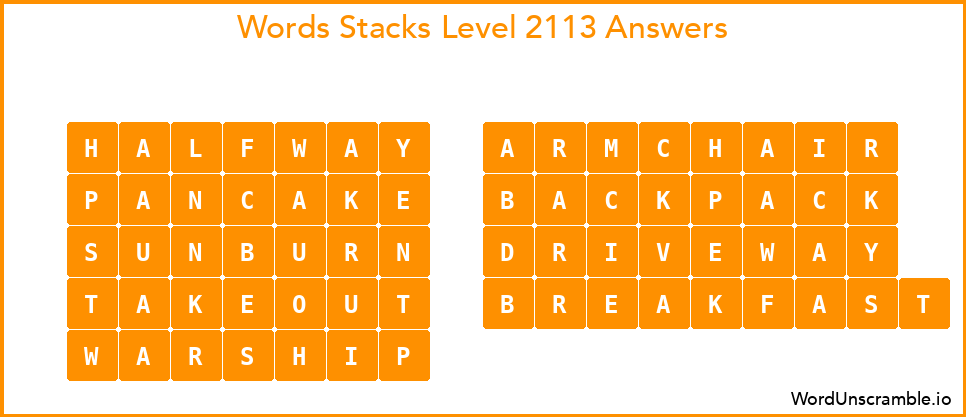 Word Stacks Level 2113 Answers