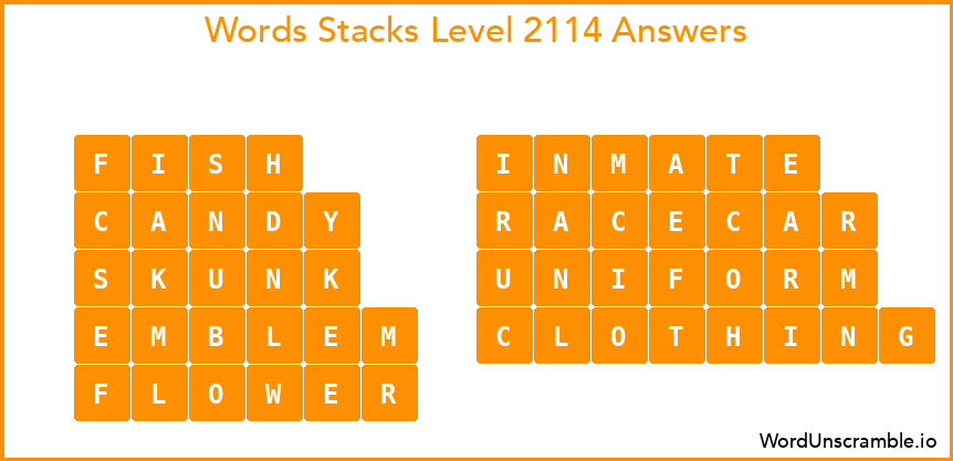 Word Stacks Level 2114 Answers