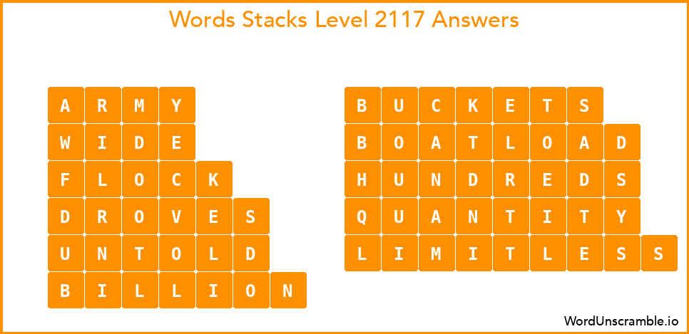 Word Stacks Level 2117 Answers