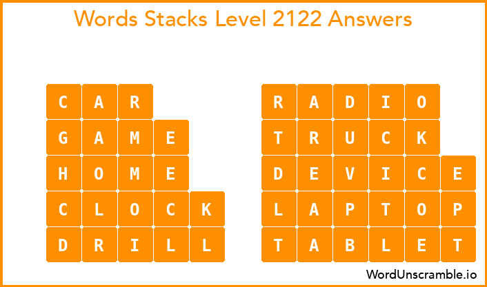 Word Stacks Level 2122 Answers