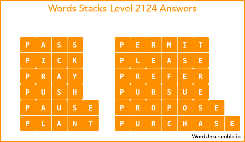 Word Stacks Level 2124 Answers