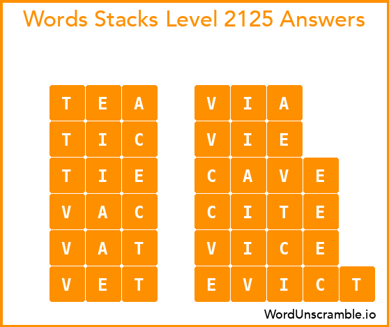 Word Stacks Level 2125 Answers