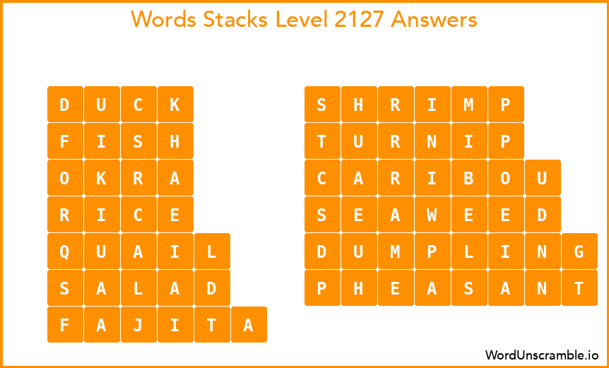 Word Stacks Level 2127 Answers