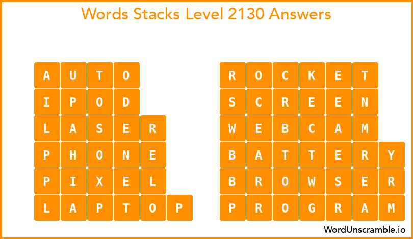 Word Stacks Level 2130 Answers