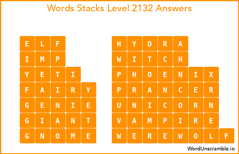 Word Stacks Level 2132 Answers