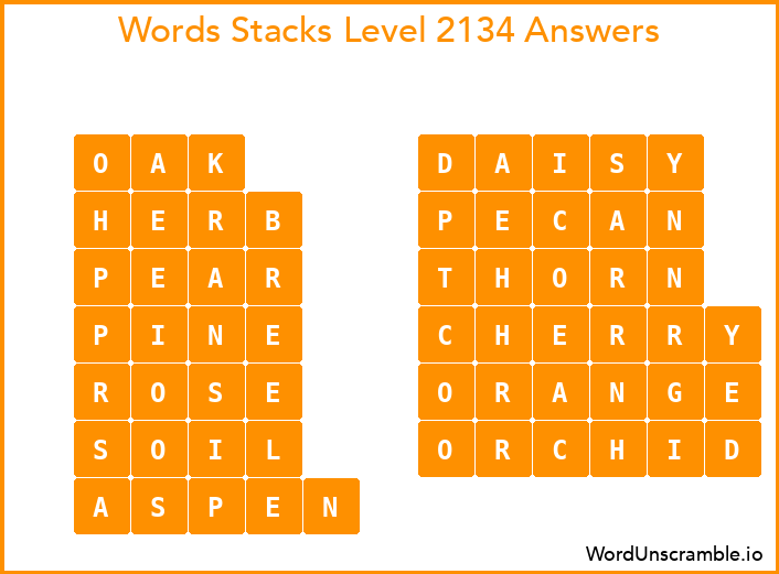 Word Stacks Level 2134 Answers