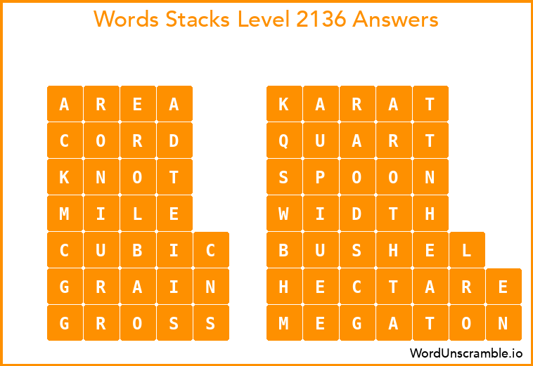 Word Stacks Level 2136 Answers