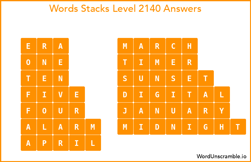 Word Stacks Level 2140 Answers