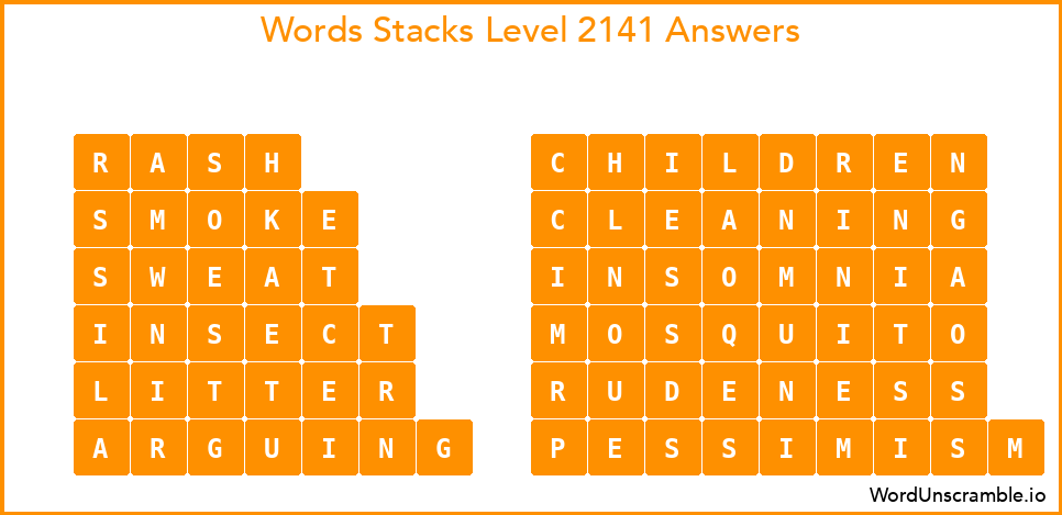 Word Stacks Level 2141 Answers