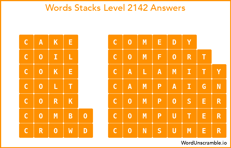 Word Stacks Level 2142 Answers