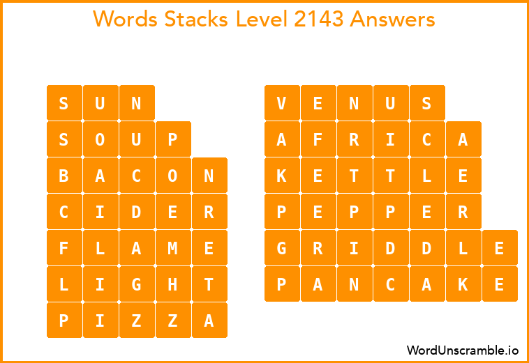 Word Stacks Level 2143 Answers