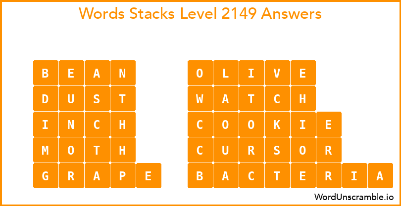 Word Stacks Level 2149 Answers