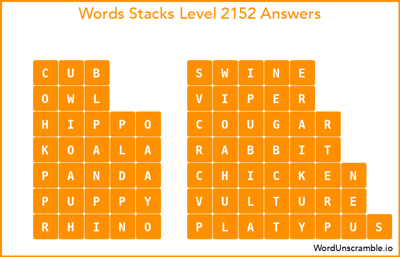Word Stacks Level 2152 Answers