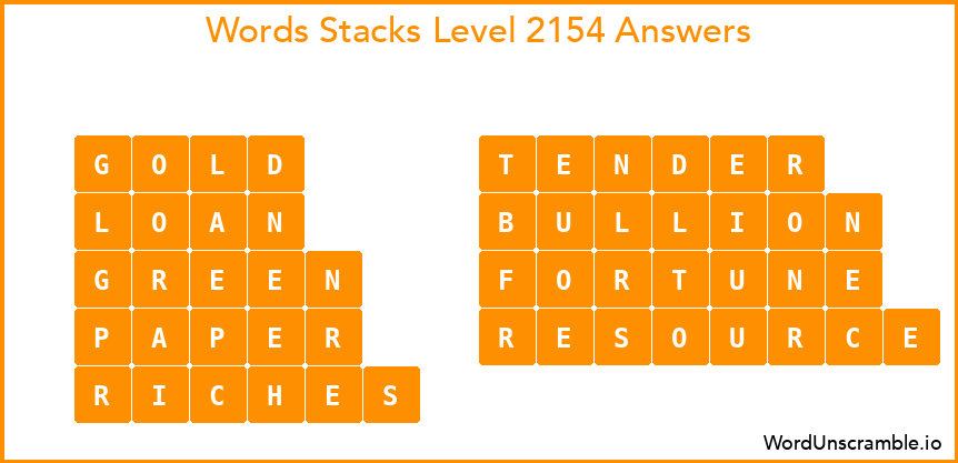 Word Stacks Level 2154 Answers