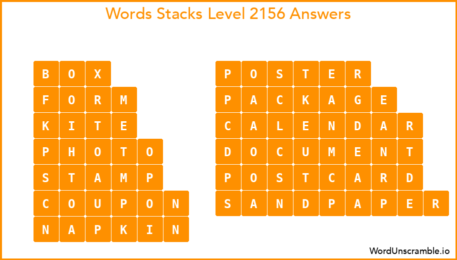 Word Stacks Level 2156 Answers
