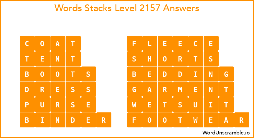 Word Stacks Level 2157 Answers