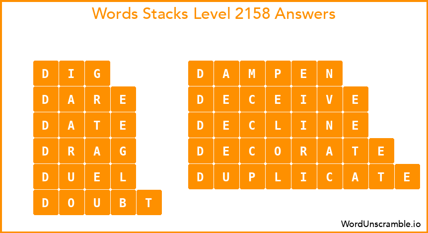 Word Stacks Level 2158 Answers
