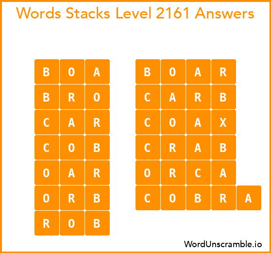 Word Stacks Level 2161 Answers