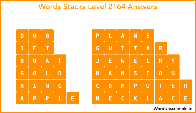 Word Stacks Level 2164 Answers