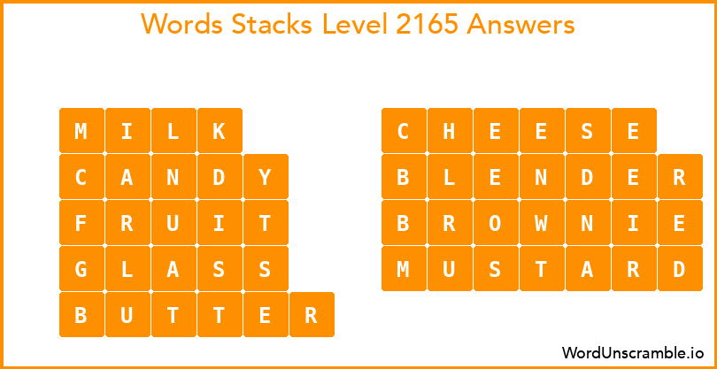 Word Stacks Level 2165 Answers