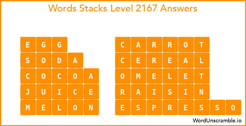 Word Stacks Level 2167 Answers