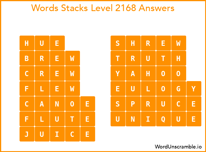 Word Stacks Level 2168 Answers