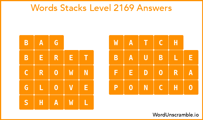 Word Stacks Level 2169 Answers
